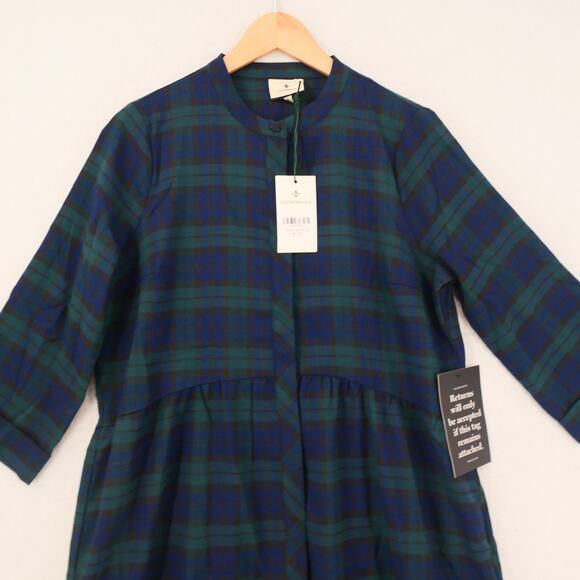 NEW Tuckernuck  Blackwatch Royal Blue Green Shirt Dress Holiday Women's Small - Picture 7 of 11